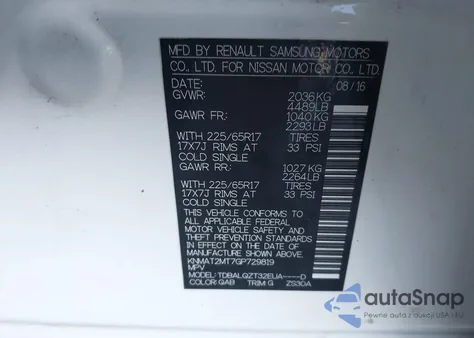 2016 Nissan Rogue Sv из США, поврежденный, VIN KNMAT2MT7GP729819